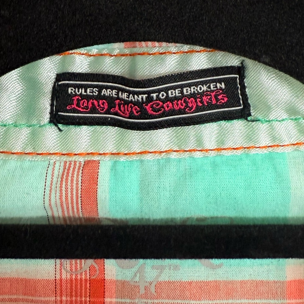 Long Live Cowgirls Rock 47 Women’s Checkered Shirt. Size L - Picture 6 of 7